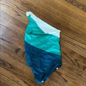 Summersalt 10 One-Shoulder Swimsuit - Aqua, Teal and White
